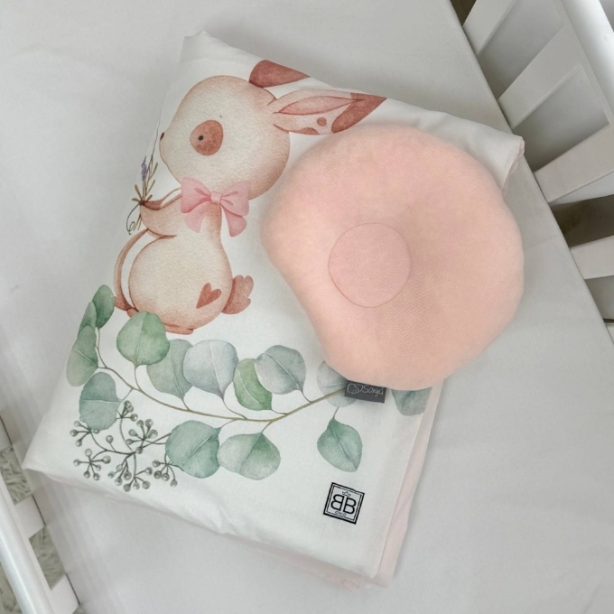 Set lenjerie de schimb pentru patut bebe 3 piese Iepuras vesel (3)